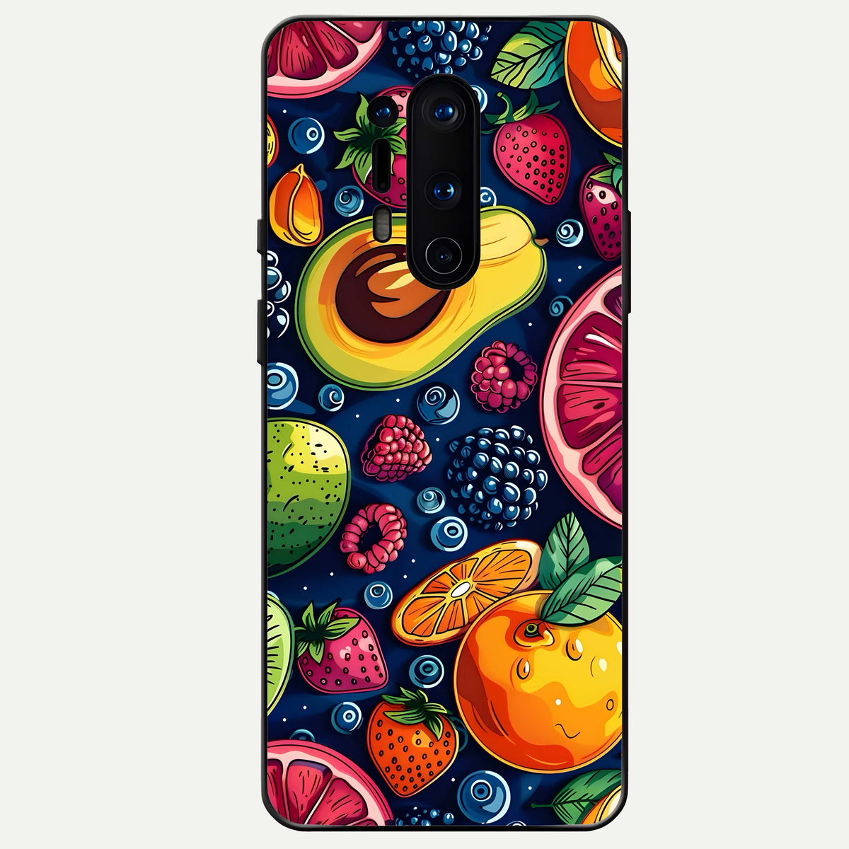  Cute Fruits Art Glass Case For OnePlus 8 Pro back cover – full design glossy printed glass finish