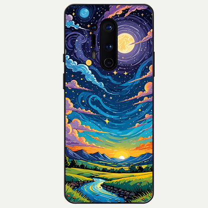  Dreamy Night Landscape Glass Case For OnePlus 8 Pro back cover – full design glossy printed glass finish