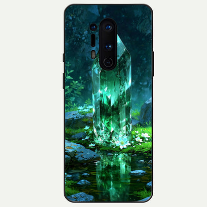  Emerald Light Crystal Glass Case For OnePlus 8 Pro back cover – full design glossy printed glass finish