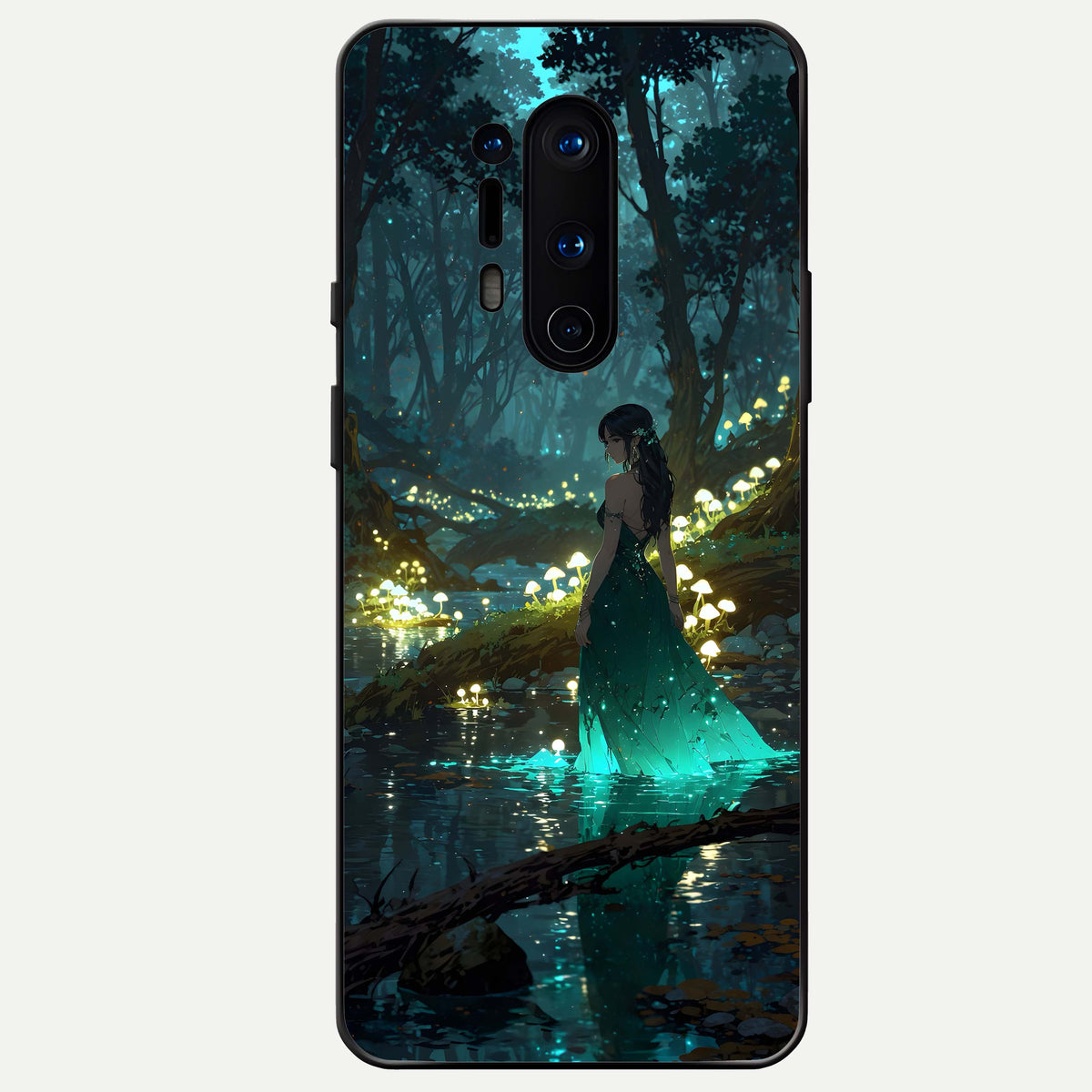  Enchanted Forest Glow Glass Case For OnePlus 8 Pro back cover – full design glossy printed glass finish