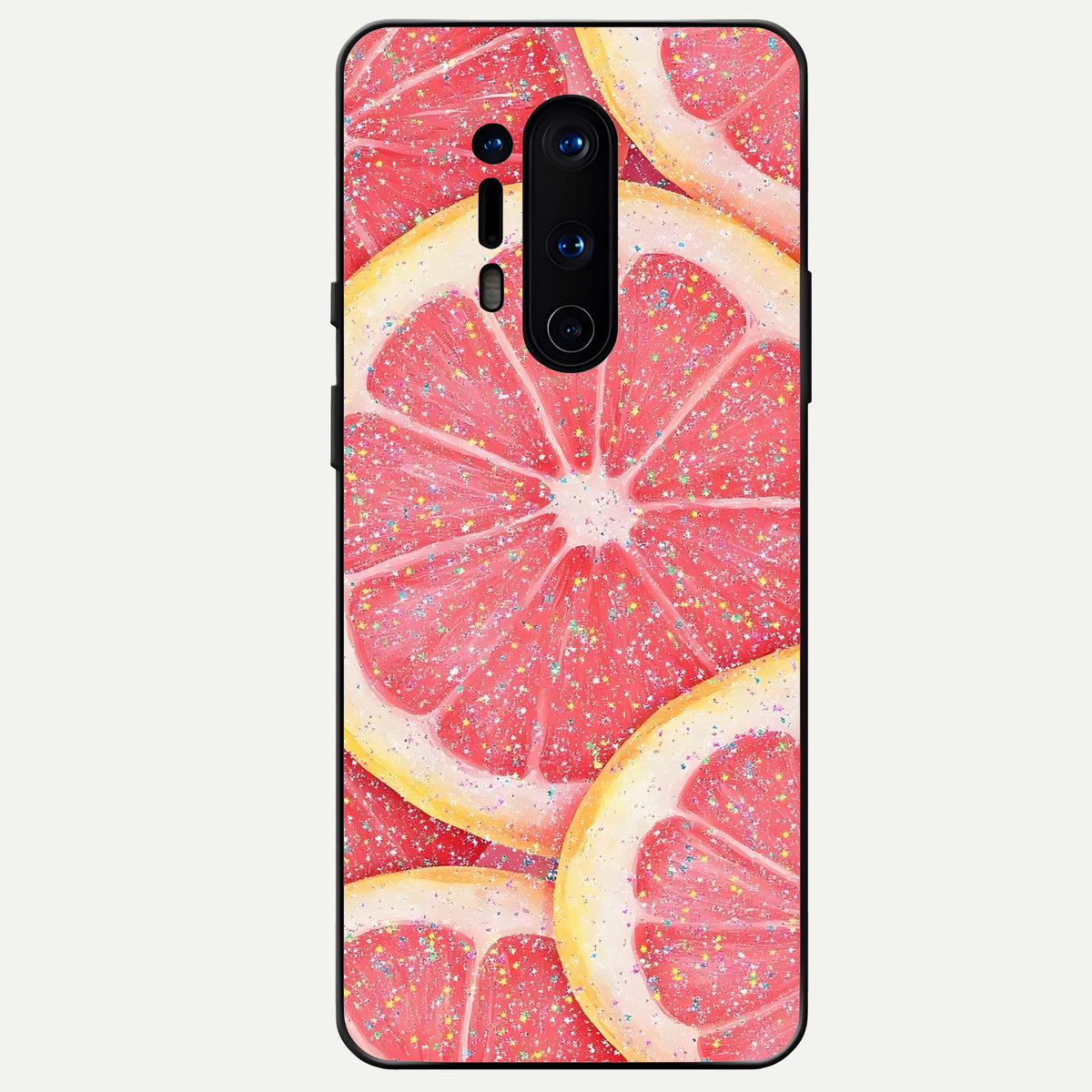  Glitter Grapefruit Glass Case For OnePlus 8 Pro back cover – full design glossy printed glass finish