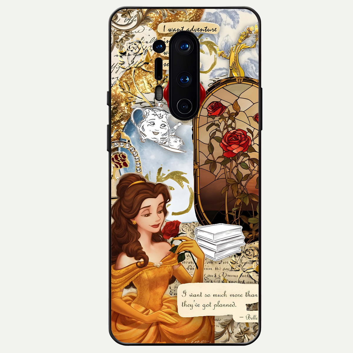  Golden Dream Belle Glass Case For OnePlus 8 Pro back cover – full design glossy printed glass finish