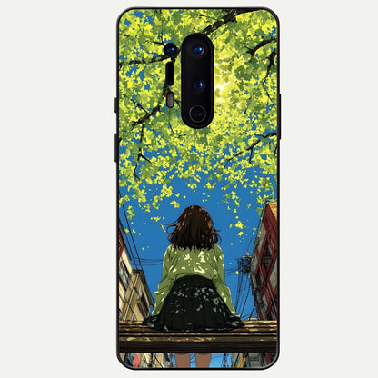  Golden Leaves Glow Glass Case For OnePlus 8 Pro back cover – full design glossy printed glass finish