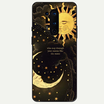 Golden Lunar Love Glass Case For OnePlus 8 Pro back cover – full design glossy printed glass finish