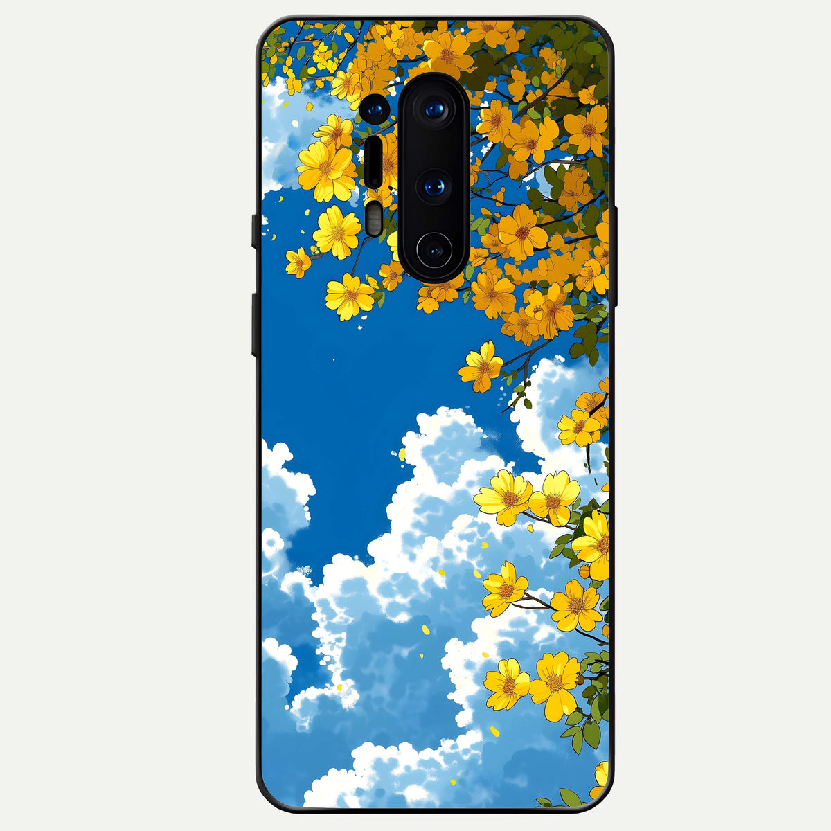  Golden Petal Sky Glass Case For OnePlus 8 Pro back cover – full design glossy printed glass finish