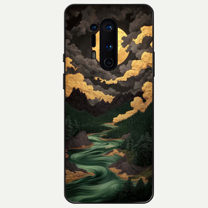  Golden River Moon Glass Case For OnePlus 8 Pro back cover – full design glossy printed glass finish