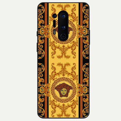  Golden Royal Heritage Glass Case For OnePlus 8 Pro back cover – full design glossy printed glass finish