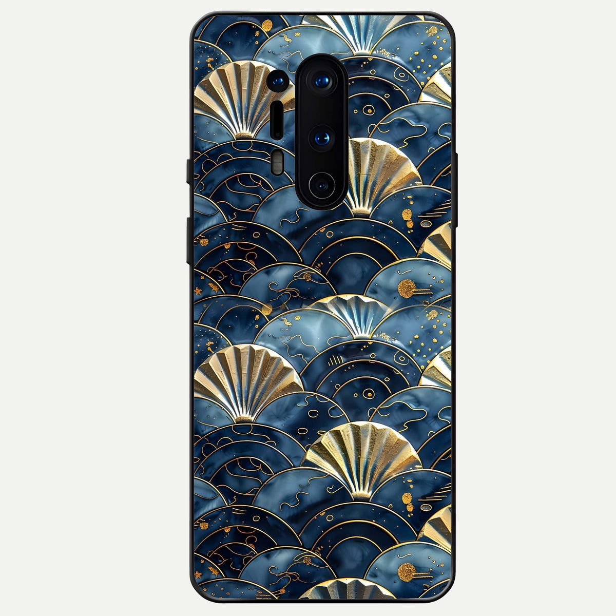  Golden Wave Luxe Glass Case For OnePlus 8 Pro back cover – full design glossy printed glass finish