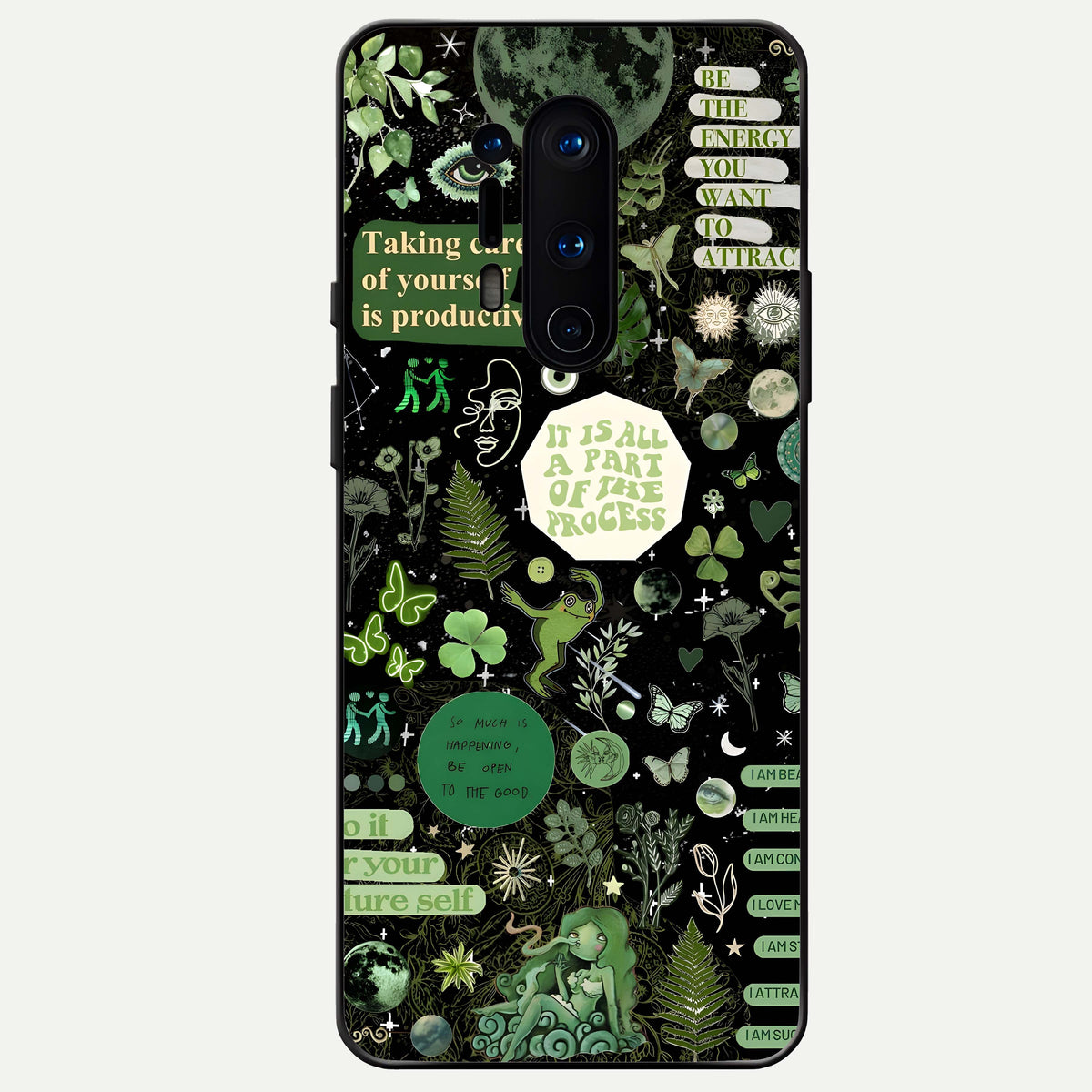  Green Mandala Pattern Glass Case For OnePlus 8 Pro back cover – full design glossy printed glass finish