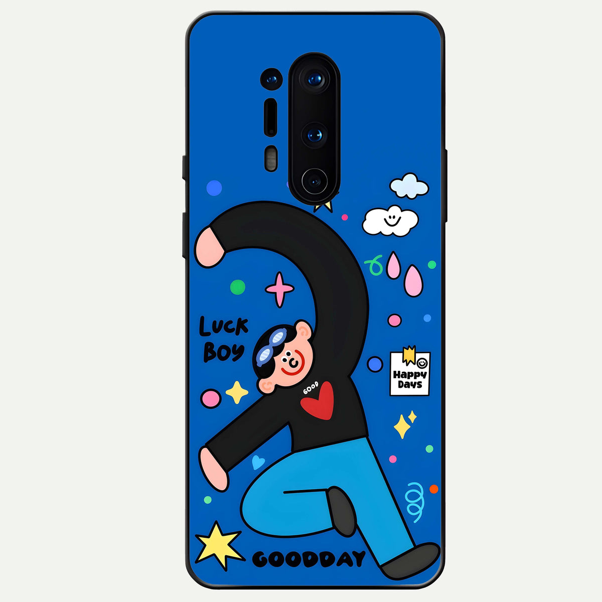  Happy Luck Vibe Glass Case For OnePlus 8 Pro back cover – full design glossy printed glass finish