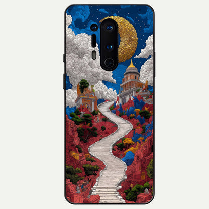  Heavenly Moon Path Glass Case For OnePlus 8 Pro back cover – full design glossy printed glass finish