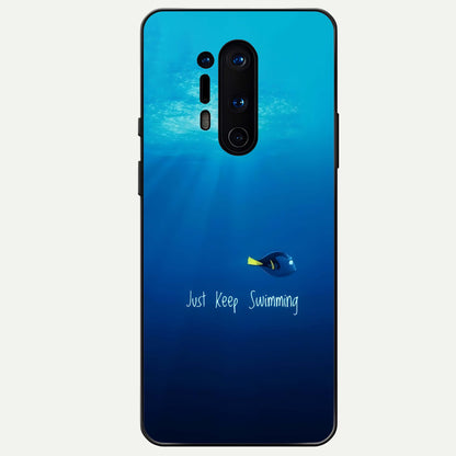  Just Keep Swimming Glass Case For OnePlus 8 Pro back cover – full design glossy printed glass finish