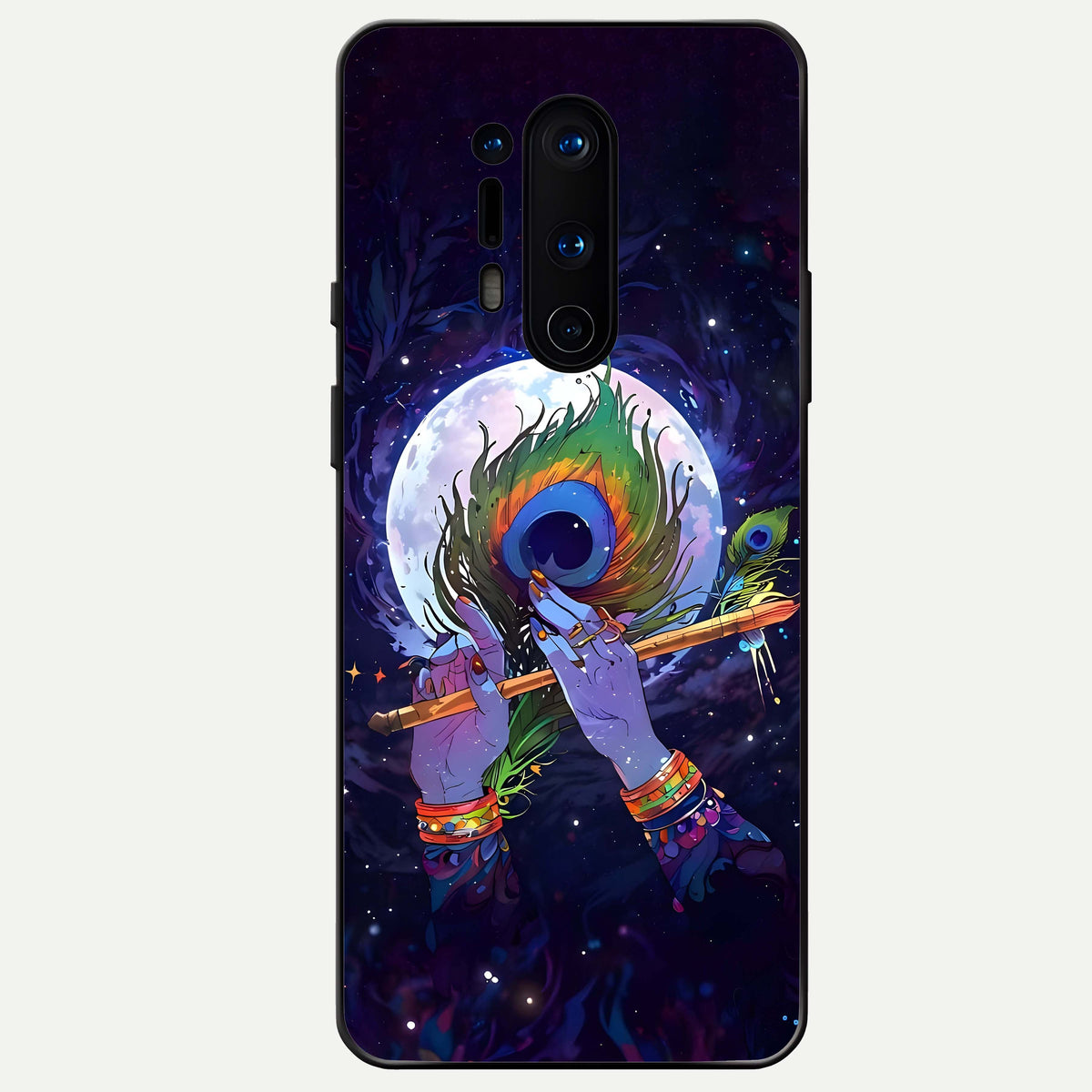  Krishna Hands Art Glass Case For OnePlus 8 Pro back cover – full design glossy printed glass finish