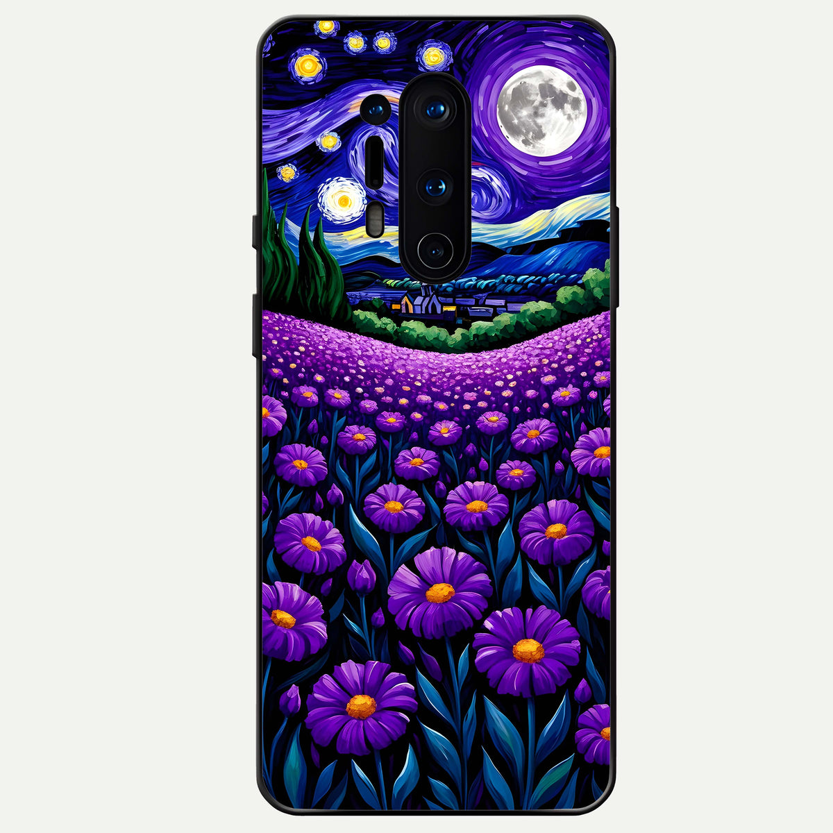  Lavender Moon Field Glass Case For OnePlus 8 Pro back cover – full design glossy printed glass finish