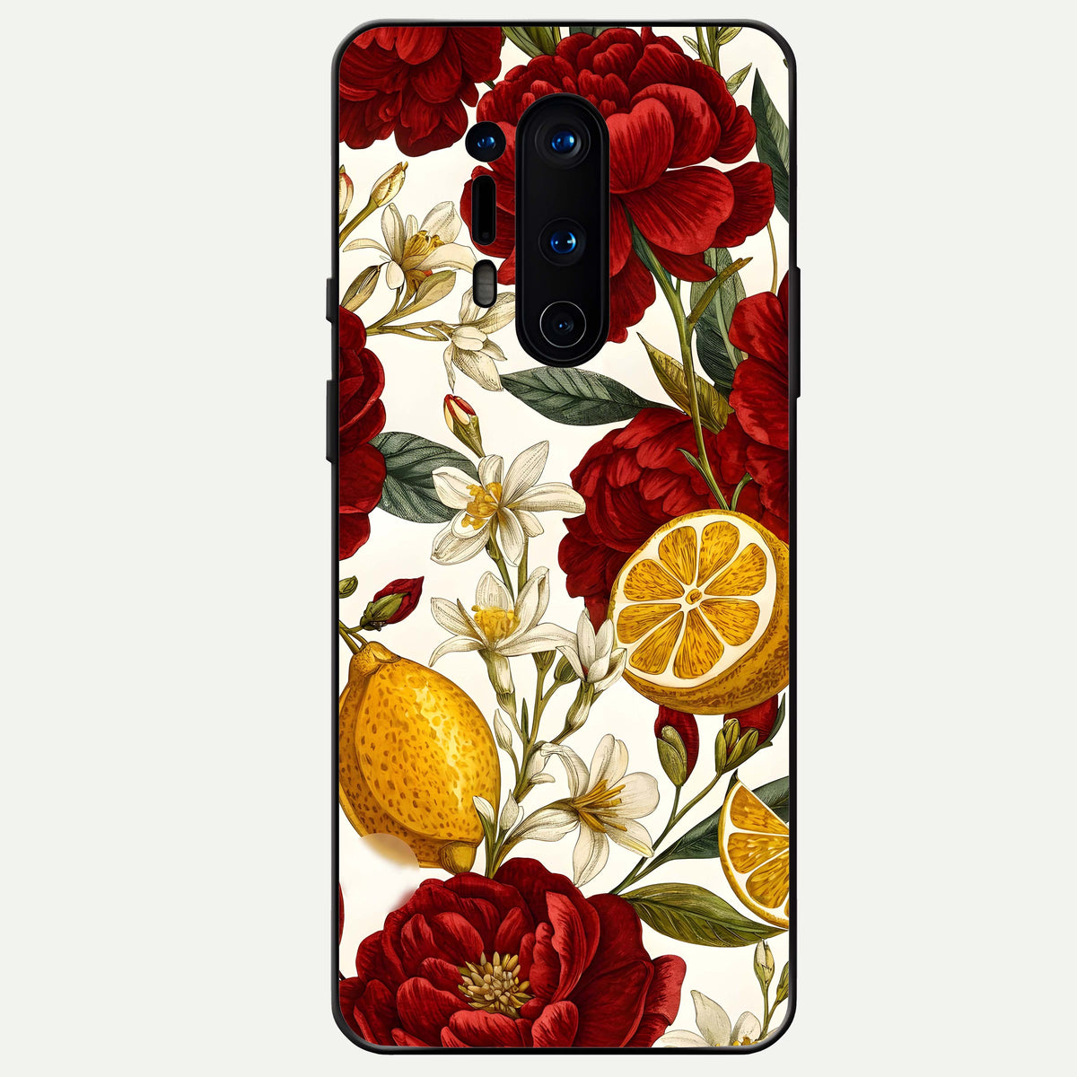  Lemon Rose Charm Glass Case For OnePlus 8 Pro back cover – full design glossy printed glass finish