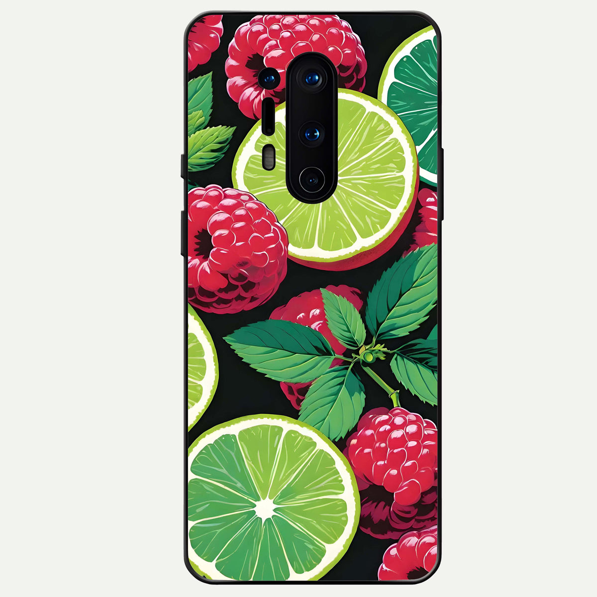  Lime and Raspberry Pattern Glass Case For OnePlus 8 Pro back cover – full design glossy printed glass finish