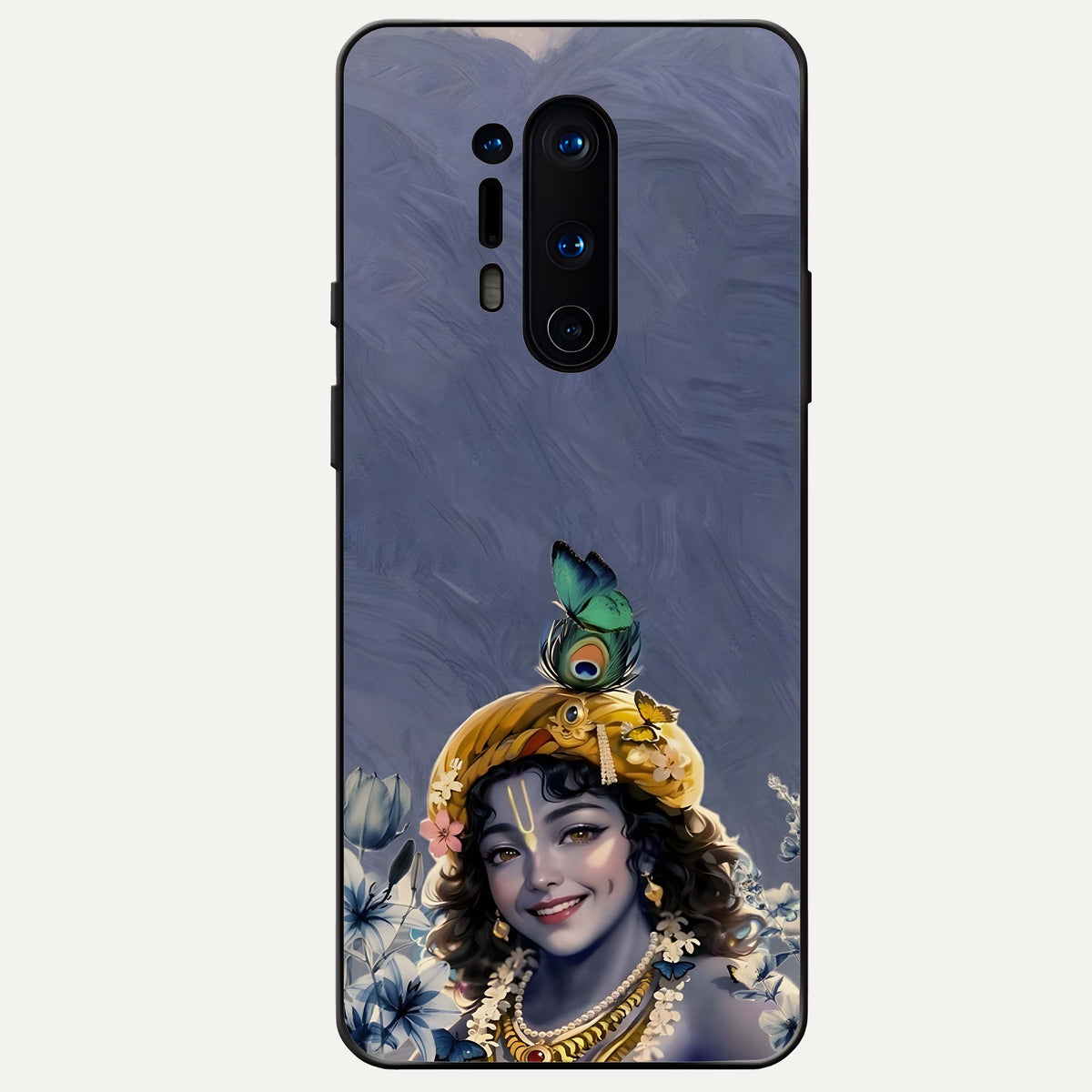  Lord Krishna Glass Case For OnePlus 8 Pro back cover – full design glossy printed glass finish