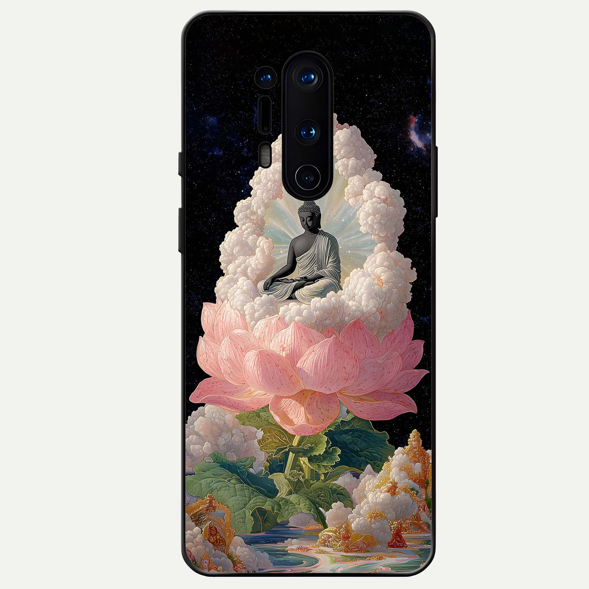  Lotus Divine Peace Glass Case For OnePlus 8 Pro back cover – full design glossy printed glass finish