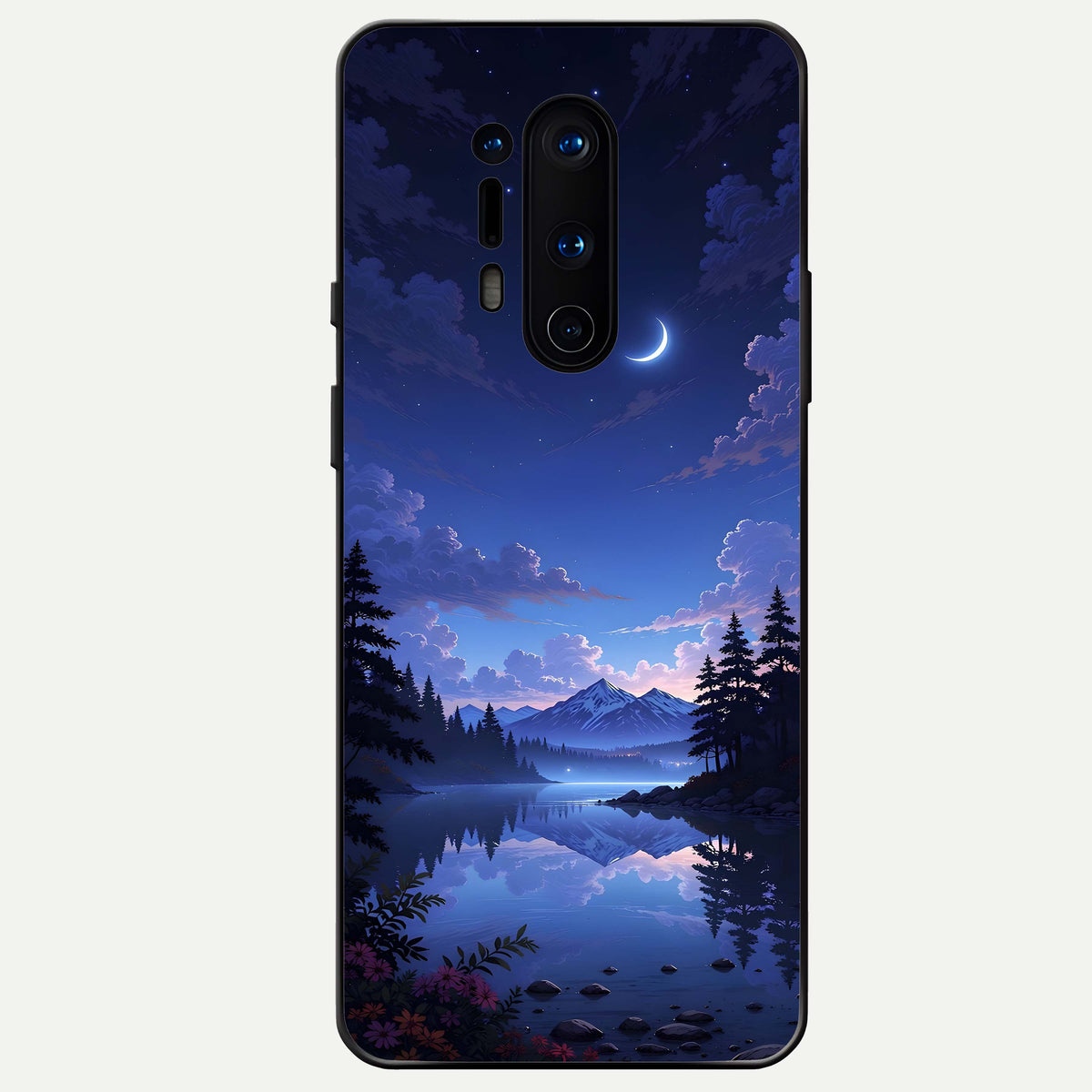  Midnight Lake Peace Glass Case For OnePlus 8 Pro back cover – full design glossy printed glass finish