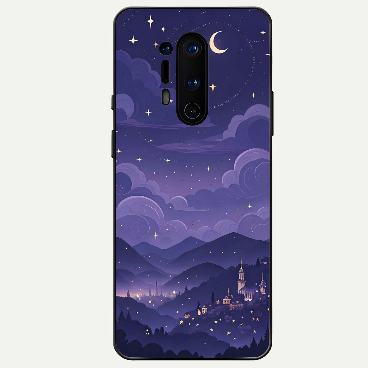  Minimal Night View Glass Case For OnePlus 8 Pro back cover – full design glossy printed glass finish