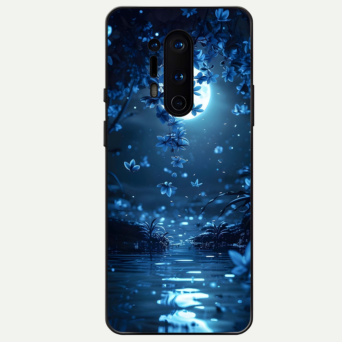  Moonlight Petal Dream Glass Case For OnePlus 8 Pro back cover – full design glossy printed glass finish