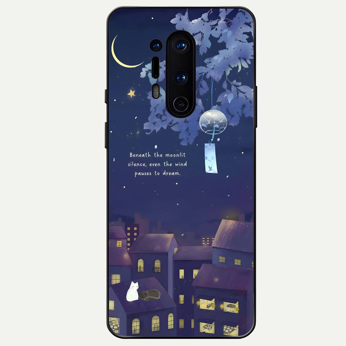  Moonlit Cat Silence Glass Case For OnePlus 8 Pro back cover – full design glossy printed glass finish
