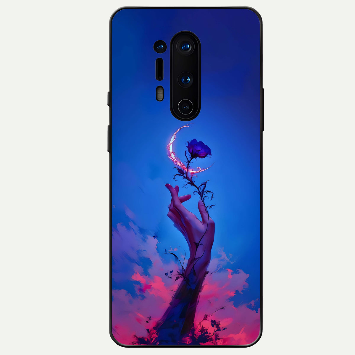  Mystic Hand Glass Case For OnePlus 8 Pro back cover – full design glossy printed glass finish