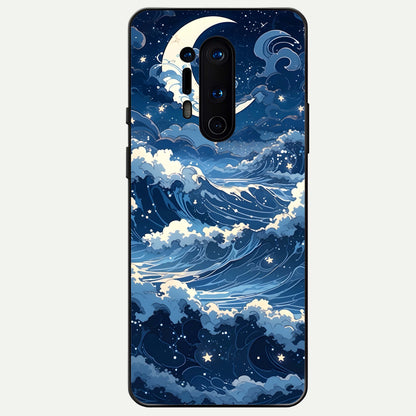  Ocean Moon Waves Glass Case For OnePlus 8 Pro back cover – full design glossy printed glass finish