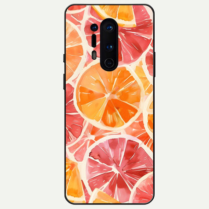  Orange Fruits Pattern Glass Case For OnePlus 8 Pro back cover – full design glossy printed glass finish