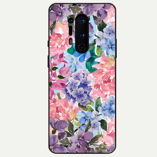  Pastel Floral Mix Glass Case For OnePlus 8 Pro back cover – full design glossy printed glass finish