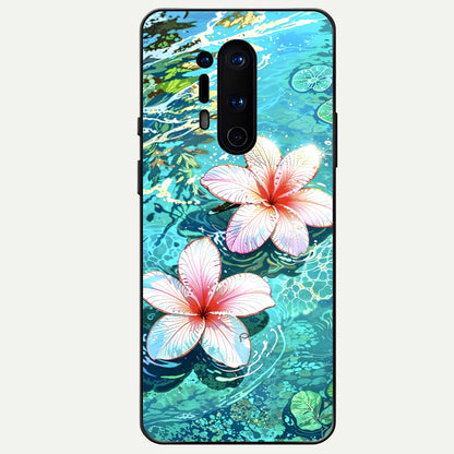  Pink Flowers in Water Glass Case For OnePlus 8 Pro back cover – full design glossy printed glass finish