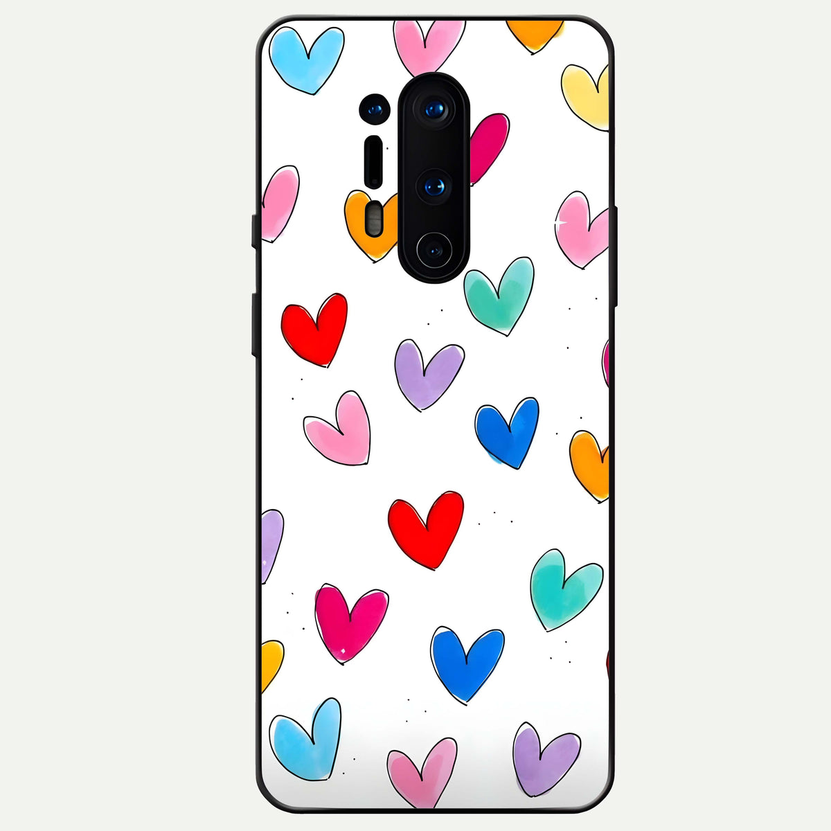  Playful Love Doodles Glass Case For OnePlus 8 Pro back cover – full design glossy printed glass finish