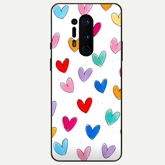  Playful Love Doodles Glass Case For OnePlus 8 Pro back cover – full design glossy printed glass finish