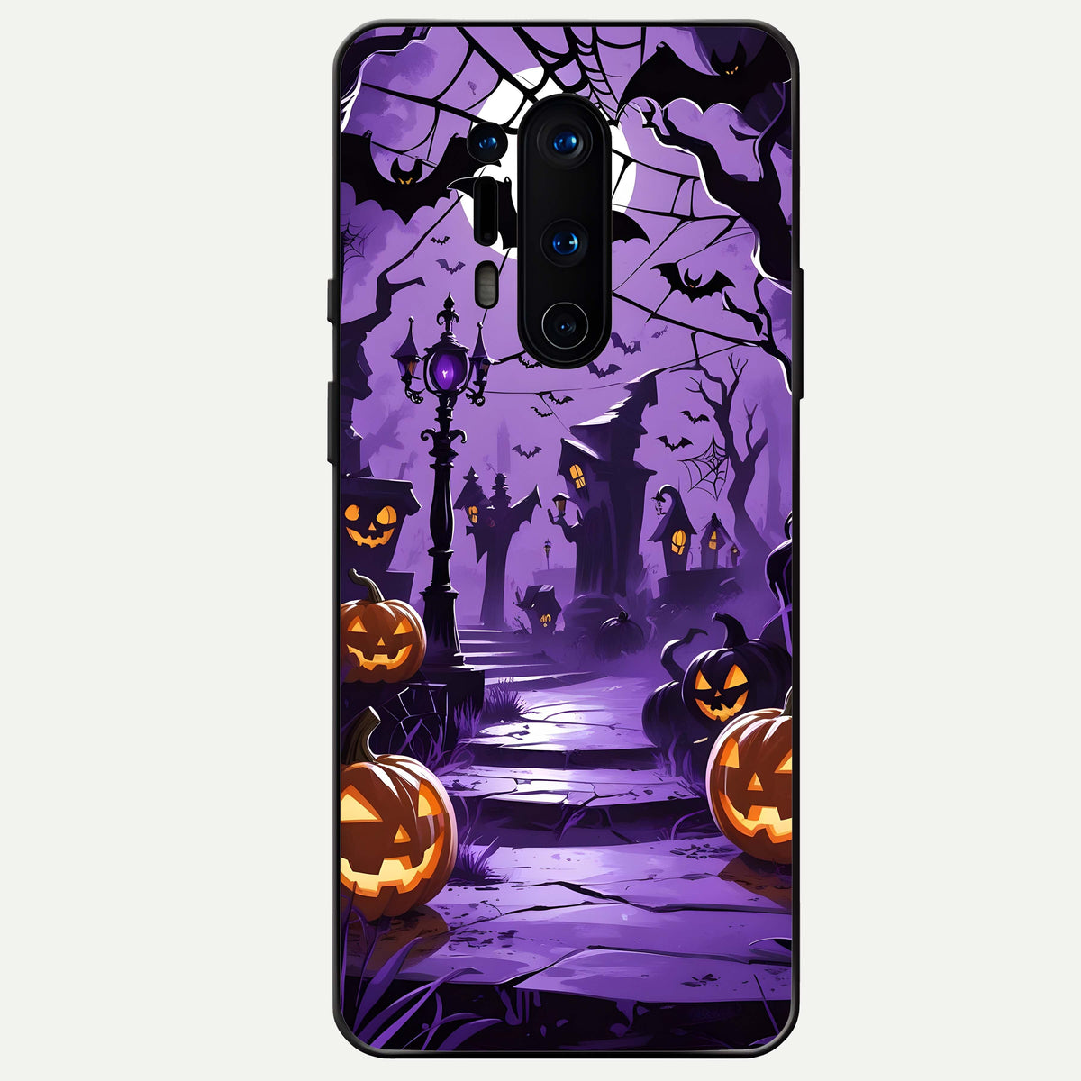  Pumpkin Patch Halloween Glass Case For OnePlus 8 Pro back cover – full design glossy printed glass finish