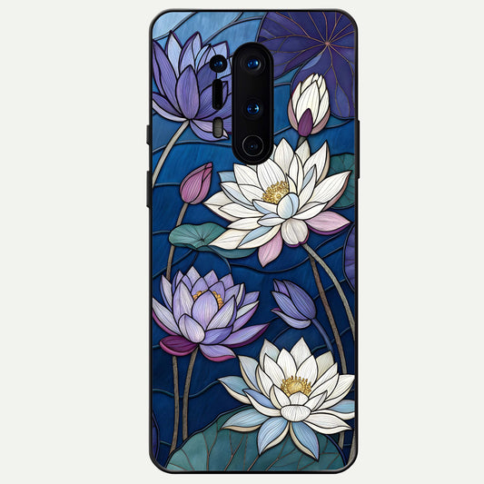  Purple Lotus Stained Glass Case For OnePlus 8 Pro back cover – full design glossy printed glass finish