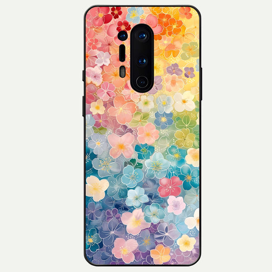  Rainbow Blossom Burst Glass Case For OnePlus 8 Pro back cover – full design glossy printed glass finish