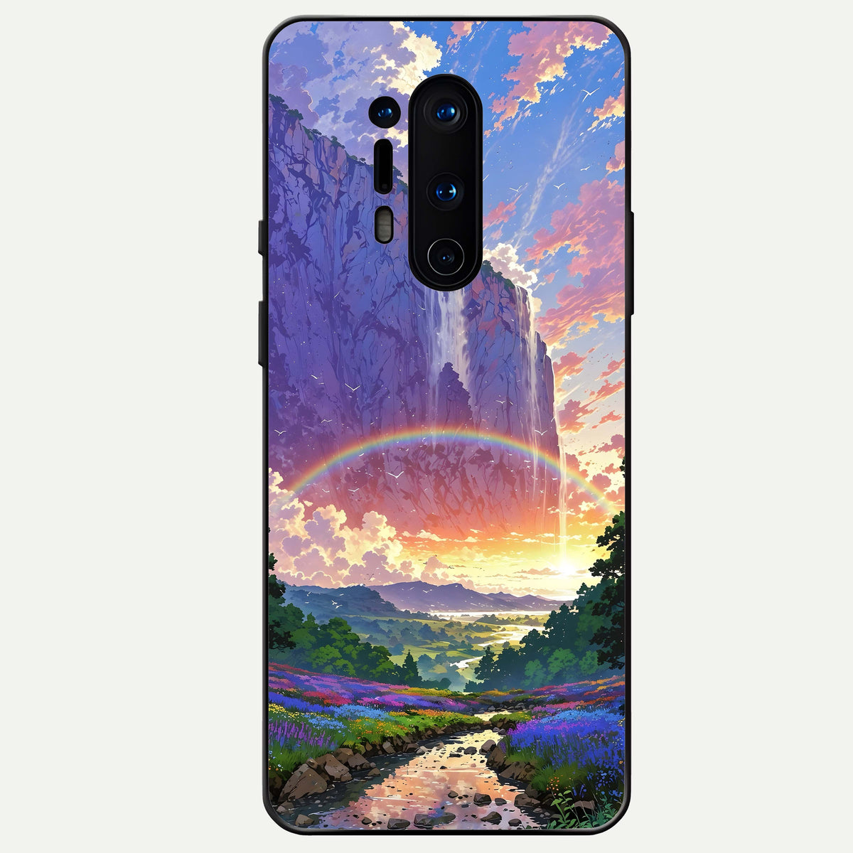  Rainbow Valley Dream Glass Case For OnePlus 8 Pro back cover – full design glossy printed glass finish