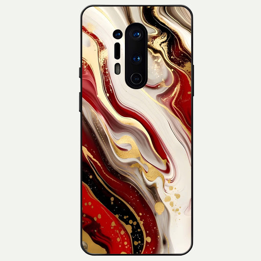  Red And White Marble Glass Case For OnePlus 8 Pro back cover – full design glossy printed glass finish