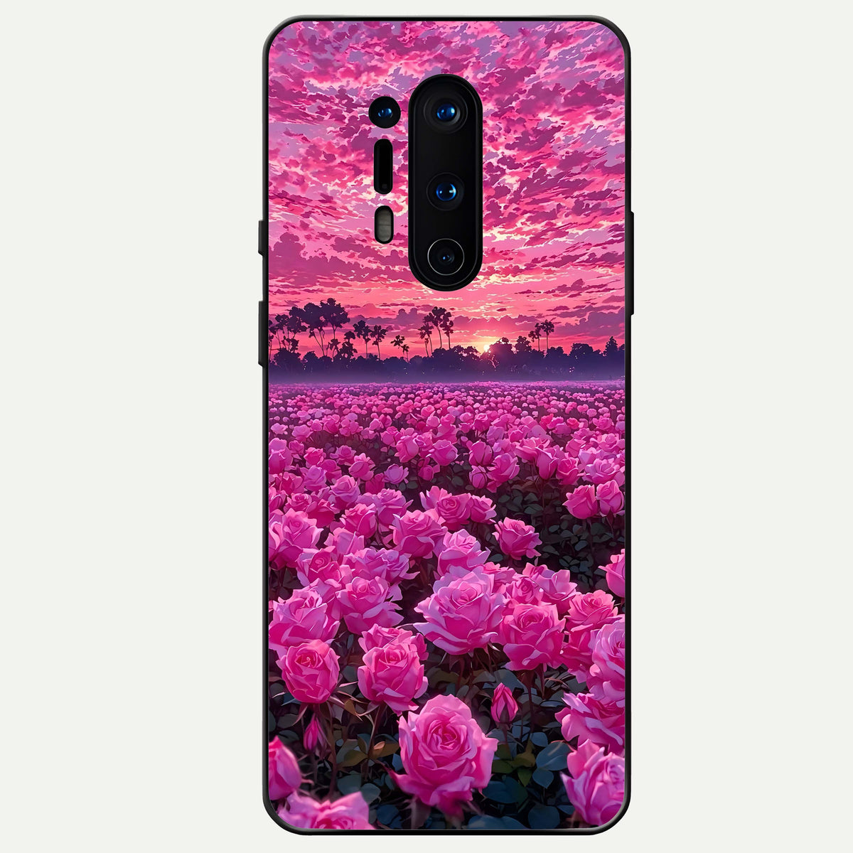  Rose Sunset Valley Glass Case For OnePlus 8 Pro back cover – full design glossy printed glass finish