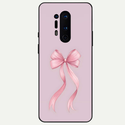  Soft Blush Bow Glass Case For OnePlus 8 Pro back cover – full design glossy printed glass finish
