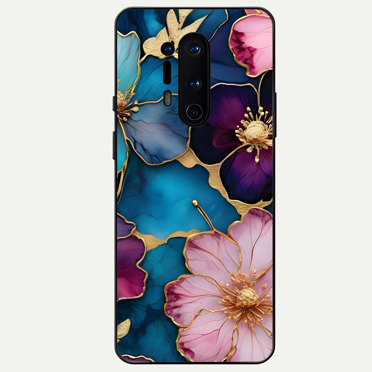  Sparkle Floral Glass Case For OnePlus 8 Pro back cover – full design glossy printed glass finish