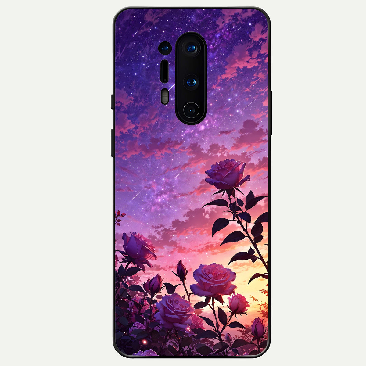  Starlit Rose Twilight Glass Case For OnePlus 8 Pro back cover – full design glossy printed glass finish