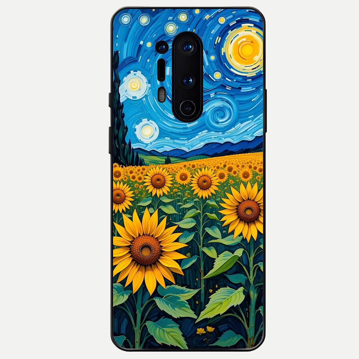  Starry Sunflower Dreams Glass Case For OnePlus 8 Pro back cover – full design glossy printed glass finish
