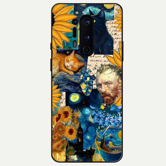  Sunflower Chic Mood Custom Name Glass Case For OnePlus 8 Pro back cover – full design glossy printed glass finish