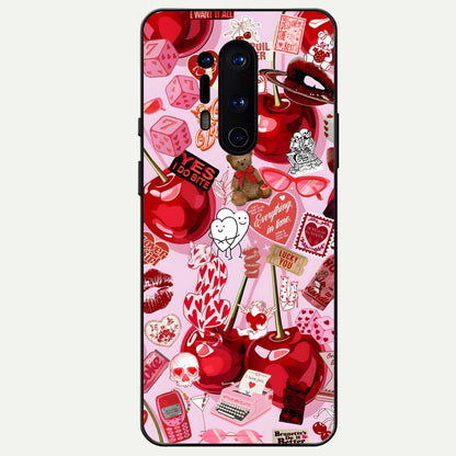  Sweet Cherry Chaos Glass Case For OnePlus 8 Pro back cover – full design glossy printed glass finish
