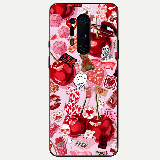  Sweet Cherry Chaos Glass Case For OnePlus 8 Pro back cover – full design glossy printed glass finish