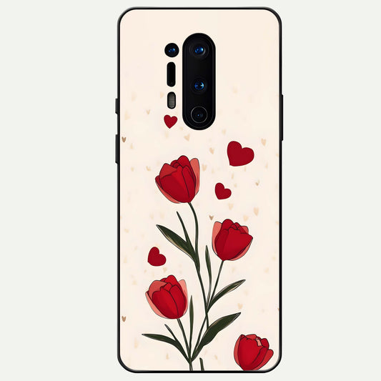  Tulip With Heart Glass Case For OnePlus 8 Pro back cover – full design glossy printed glass finish