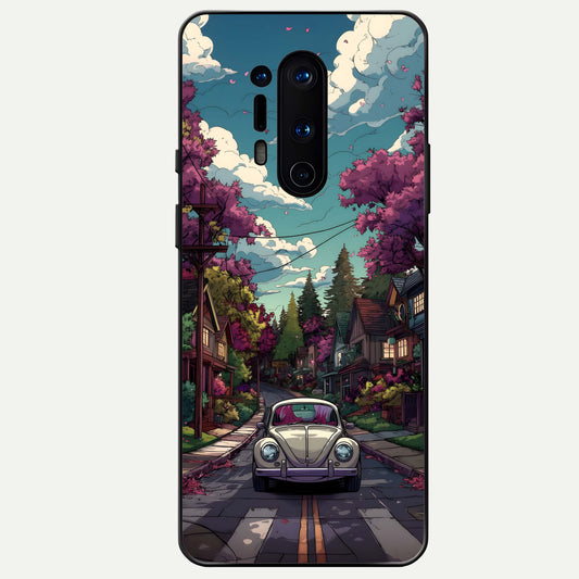  Vintage Street Drive Glass Case For OnePlus 8 Pro back cover – full design glossy printed glass finish