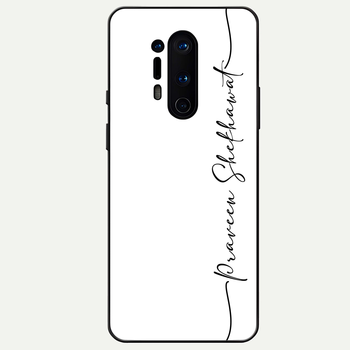  White Tune Custom Name Glass Case For OnePlus 8 Pro back cover – personalized glossy printed glass finish