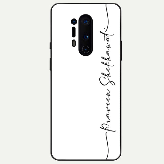  White Tune Custom Name Glass Case For OnePlus 8 Pro back cover – personalized glossy printed glass finish